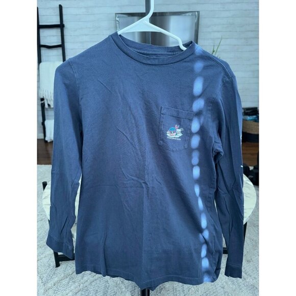 Vineyard Vines SKI RACE WHALE Long Sleeve Pocket Crew Tee Mens Size Large - Picture 1 of 8